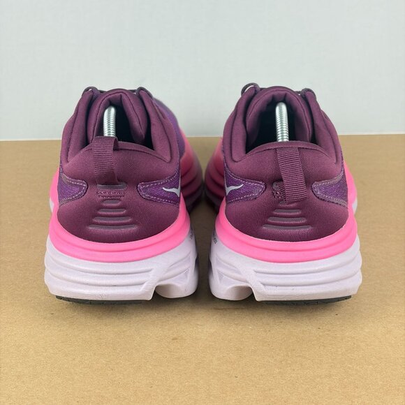 Hoka Bondi 8 Athletic Running Shoes Womens 9.5 Purple Pink Burgundy Low Top - Picture 4 of 10